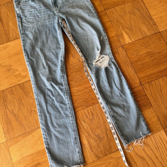 Paige 28 Skyline Angke Peg Skinny Distressed Blue Denim Jeans Button Fly - Picture 9 of 10